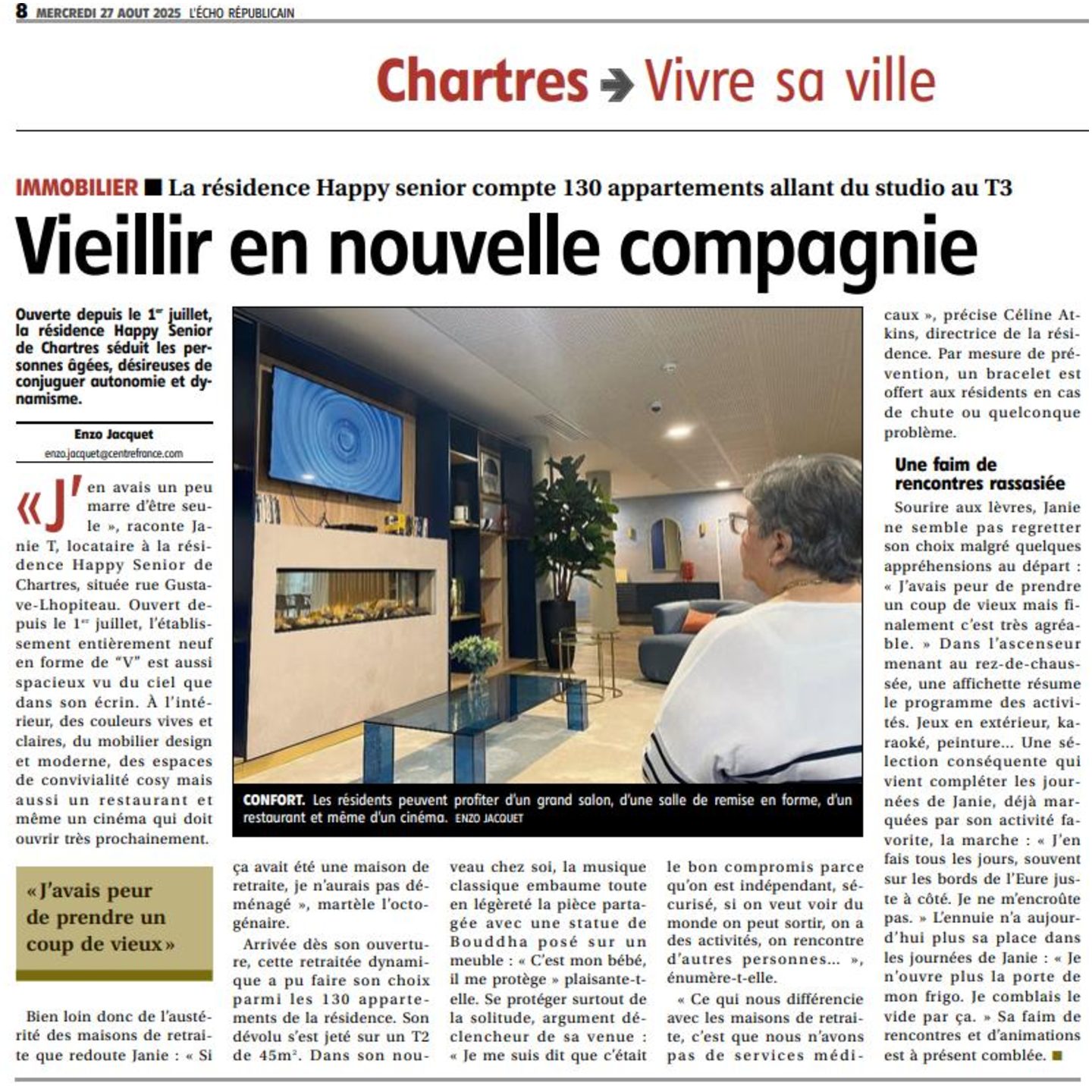 Happy Senior mis à l’honneur dans L’Écho Républicain